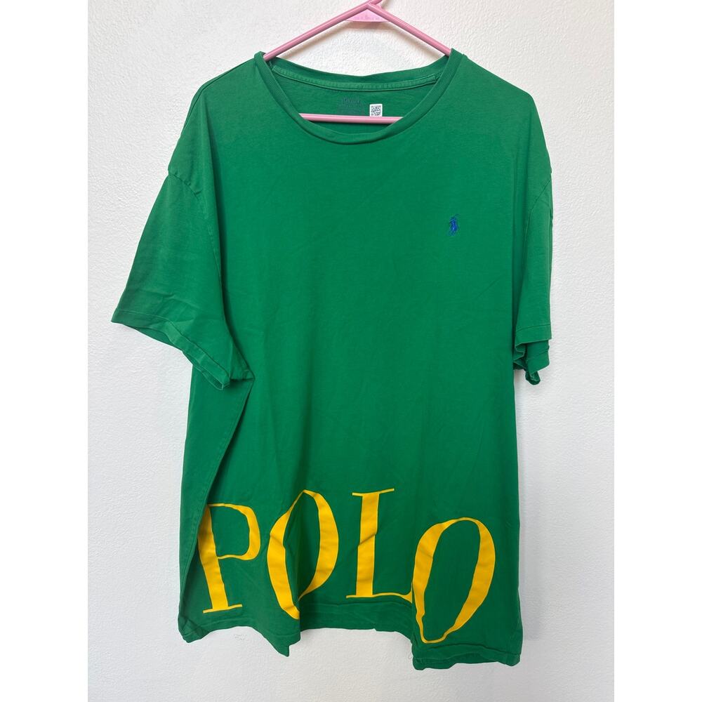 Polo Ralph Lauren Mens Large Green Big Logo Graphic Crew Neck T-Shirt XXL